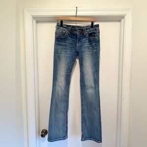 Miss Me Buckle Jeans “JP585382 Boot" Leg Low Rise Blue Jean Women's Size 29